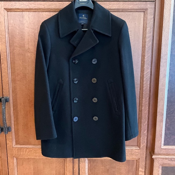 Brooks Brothers Black Wool Pea Coat